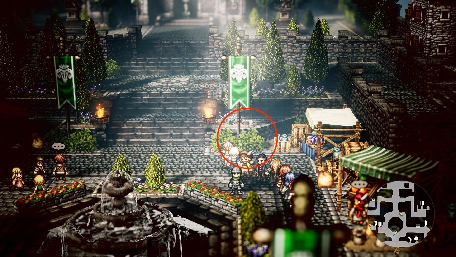 在「牧羊岩」的「城前廣場」這邊,找到一個NPC「崇拜賢王的商人」