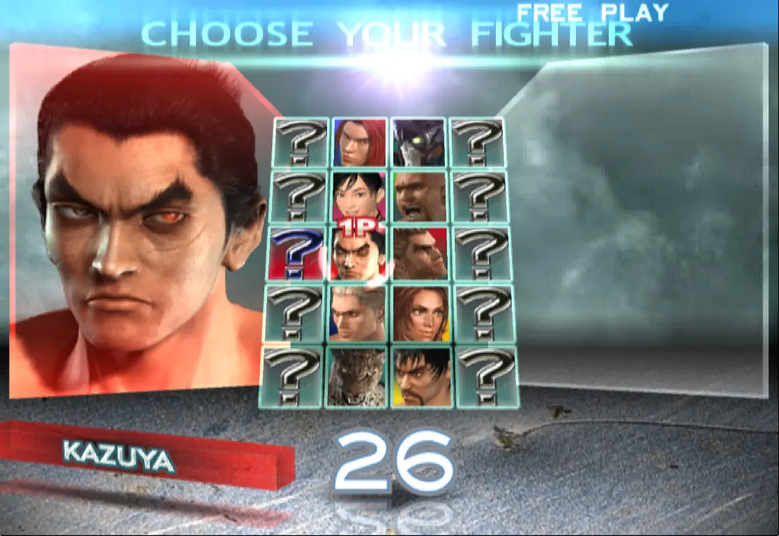 《鐵拳4》的可選人物畫面