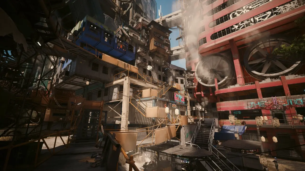   電馭叛客 2077  DLC「自由幻局」- 居民區都是拼裝的貨櫃、組合屋