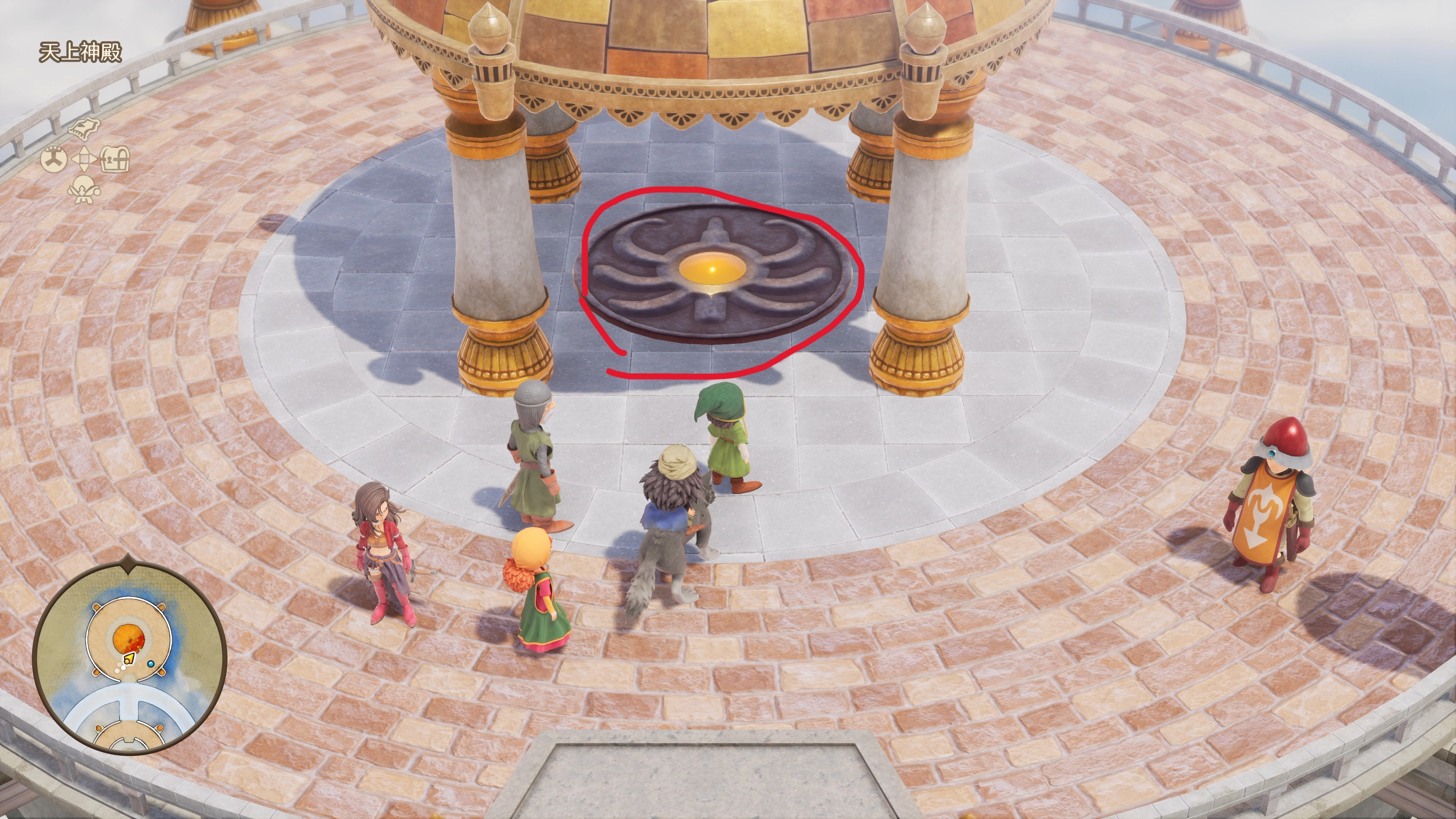 「天上聖殿」位於上方房屋內的傳送點