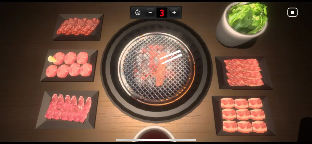 《燒肉模擬器》推出 iOS 與 Android 版本烤肉畫面