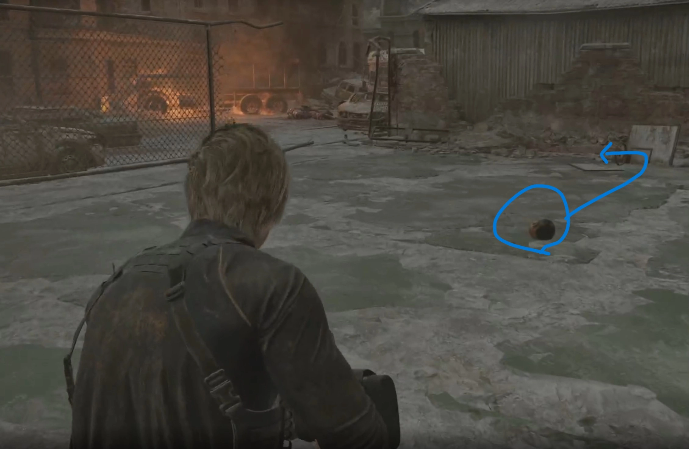 將頭滾過籃框後，籃框就可以調查，會得到「現在可不是玩的時候」