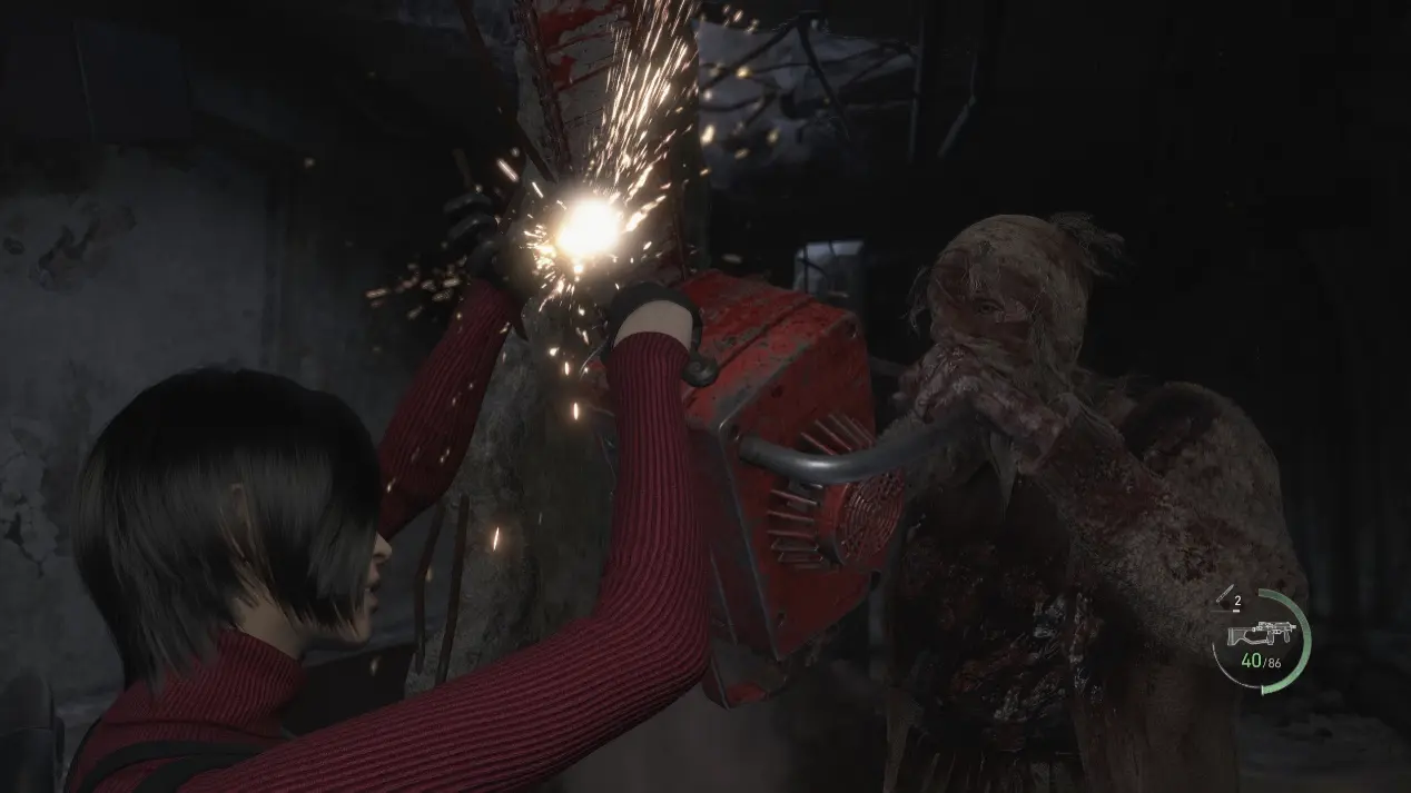 惡靈古堡4代重製版DLC《逆命殊途》-戰鬥上，艾達就跟里昂一樣能打、能扛