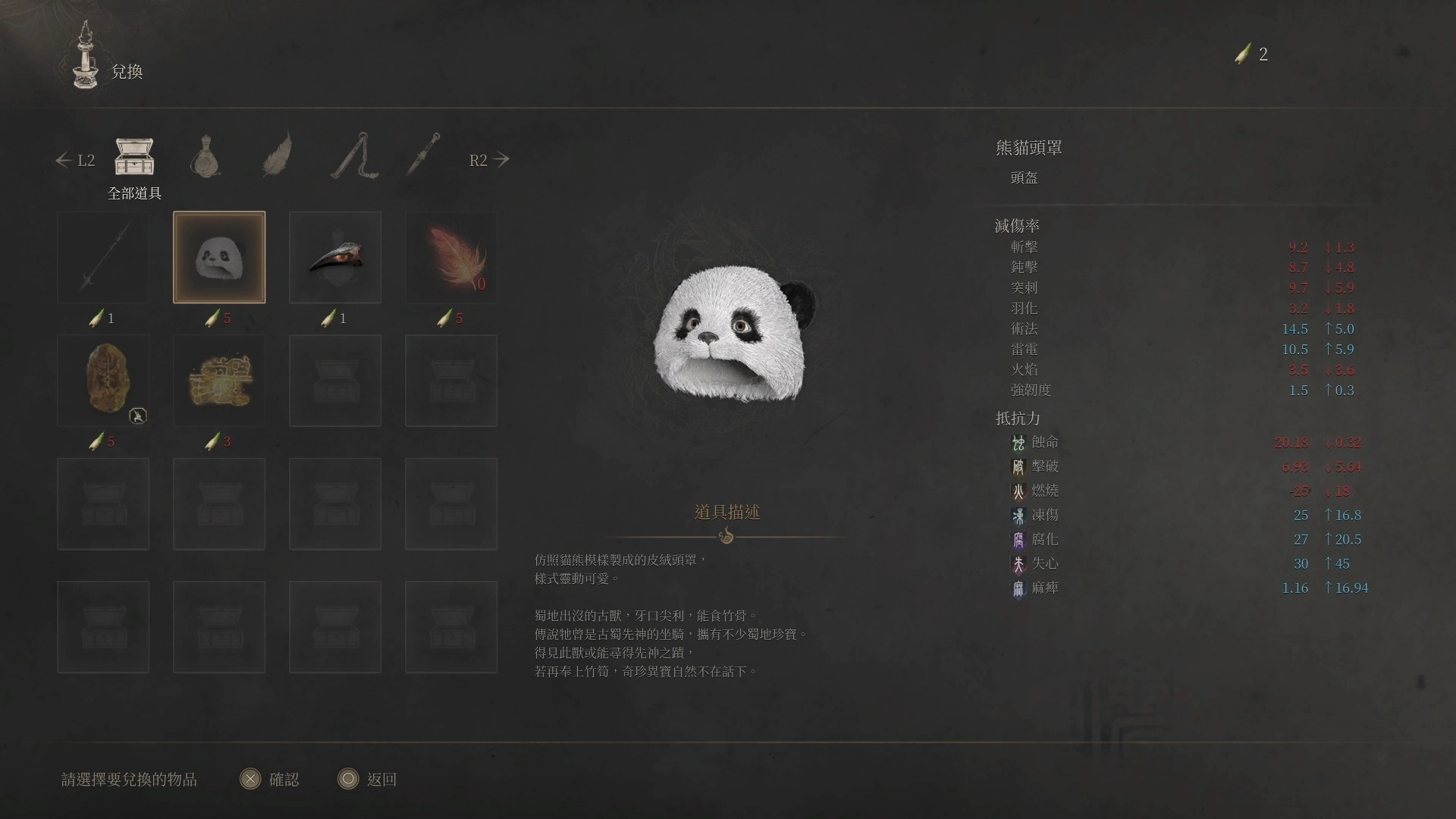 熊貓商人所販售商品