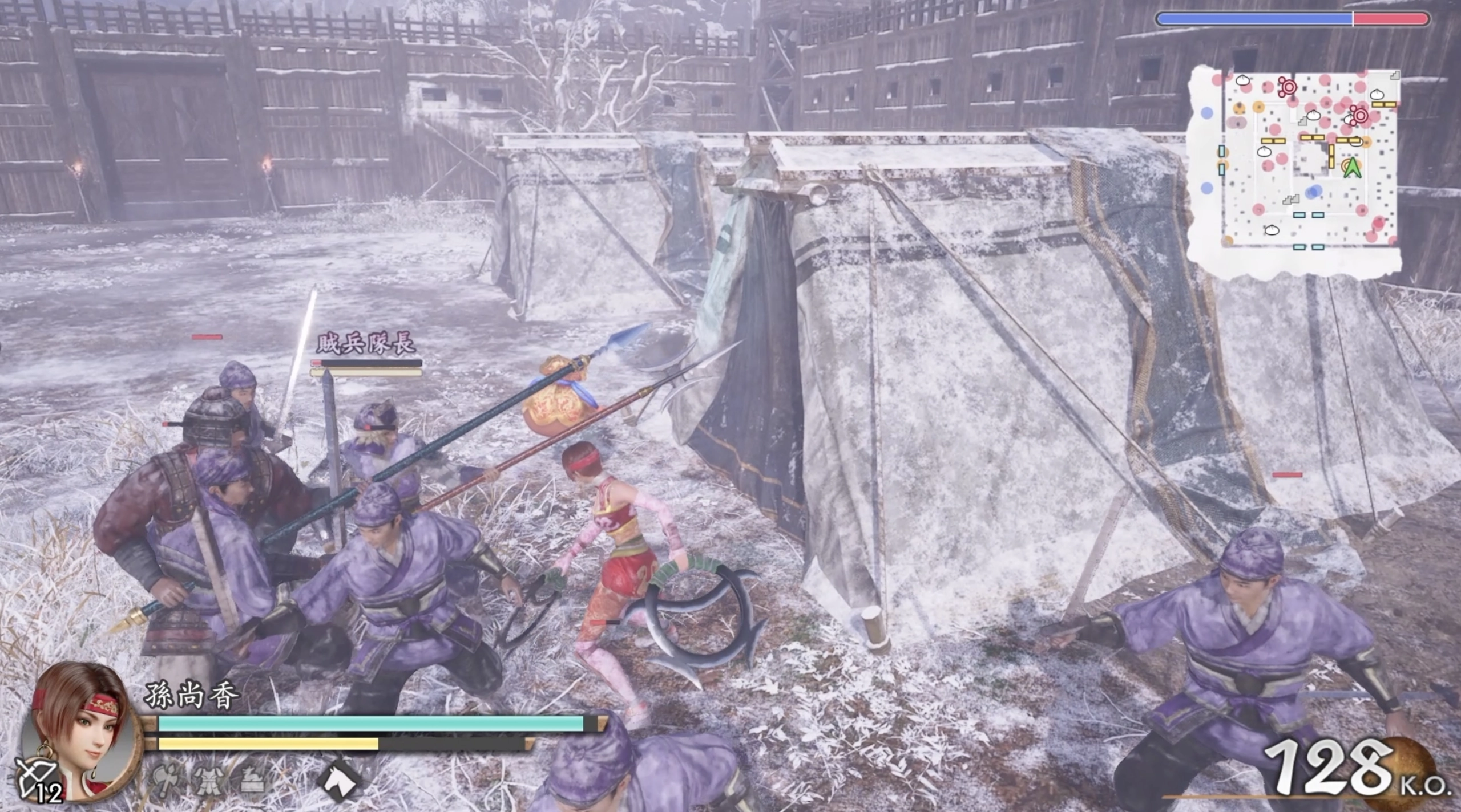 真三國無雙2 Remastered 討伐山賊雪地營寨戰鬥畫面